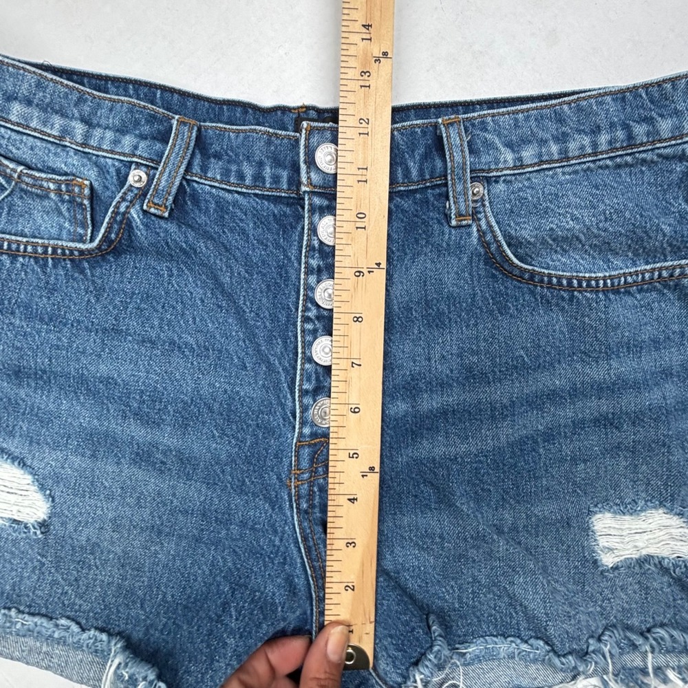 7 For All Mankind High Rise‎ Distressed Denim Shorts 35X2 Cutoffs Button Fly EUC - Picture 5 of 9
